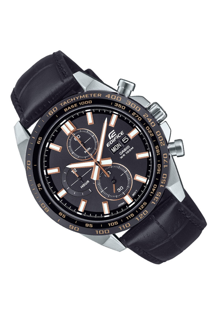 Casio Edifice EFR-574BL-1AVUDF Leather Strap Analog Watch for Men-Watch Portal Philippines