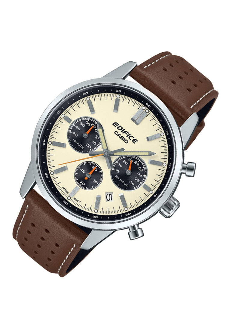 Casio Edifice EFR-575L-7A Chronograph Leather Strap Watch For Men-Watch Portal Philippines