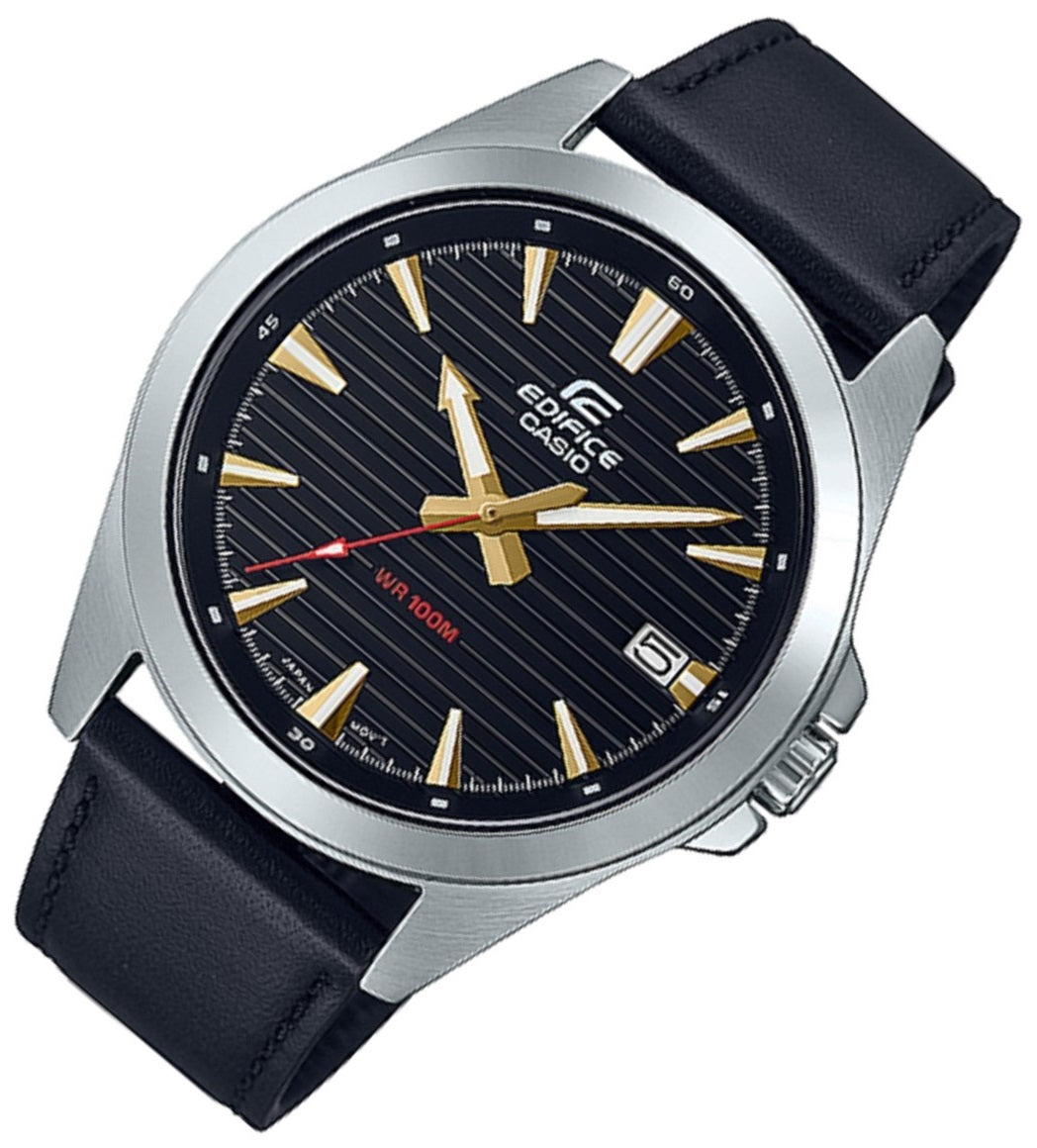 Casio Edifice EFV-140L-1A Chronograph Leather Strap Watch For Men-Watch Portal Philippines