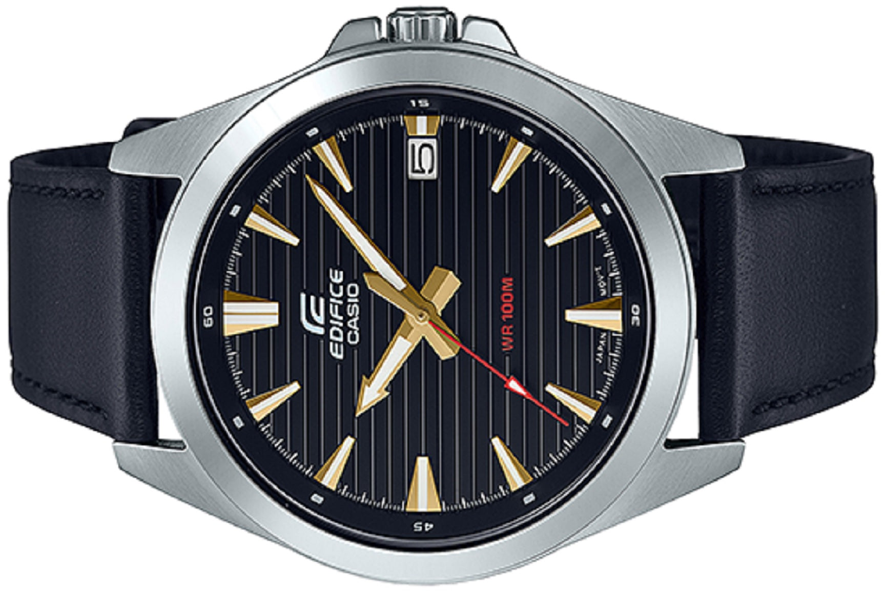 Casio Edifice EFV-140L-1A Chronograph Leather Strap Watch For Men-Watch Portal Philippines
