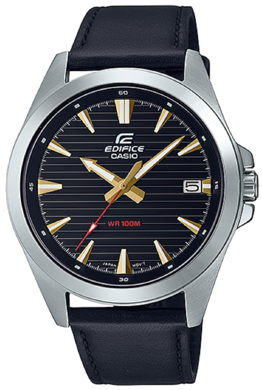 Casio Edifice EFV-140L-1A Chronograph Leather Strap Watch For Men-Watch Portal Philippines