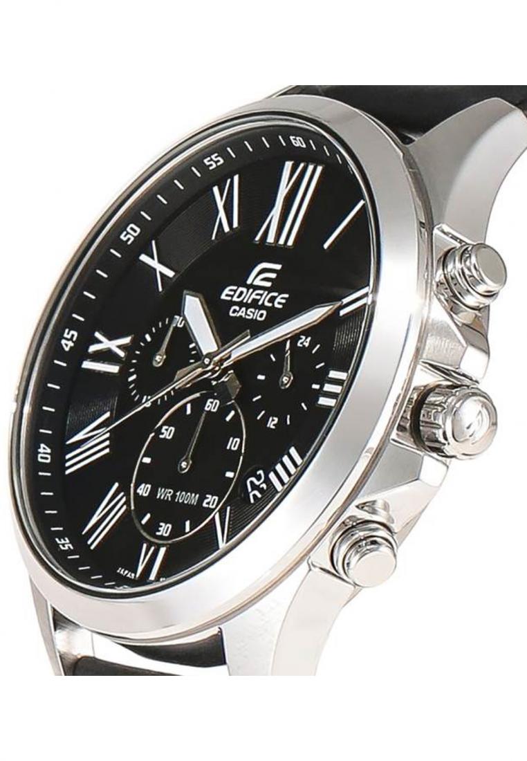 Casio Edifice EFV-500L-1A Chronograph Leather Strap Watch For Men-Watch Portal Philippines
