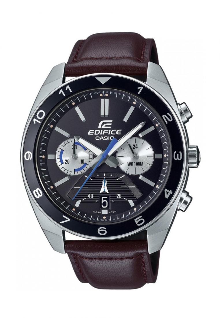 Casio Edifice EFV-590L-1A Chronograph Leather Strap Watch For Men-Watch Portal Philippines