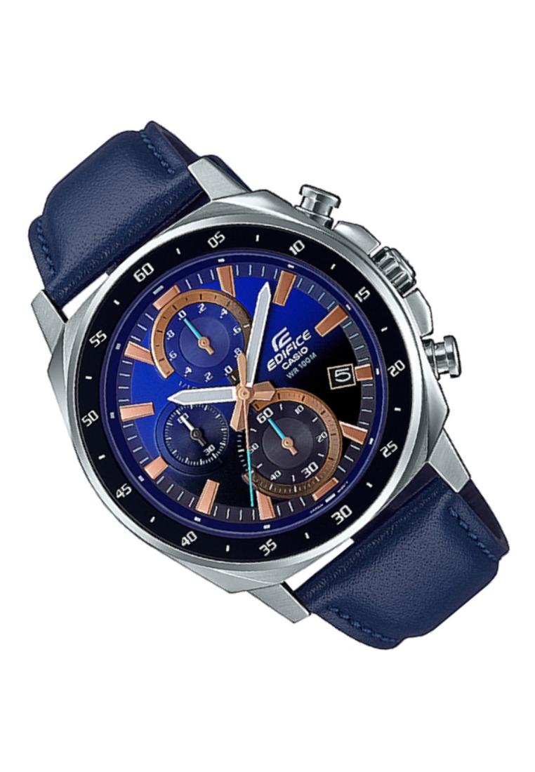 Casio Edifice EFV-600L-2A Chronograph Leather Strap Watch For Men-Watch Portal Philippines