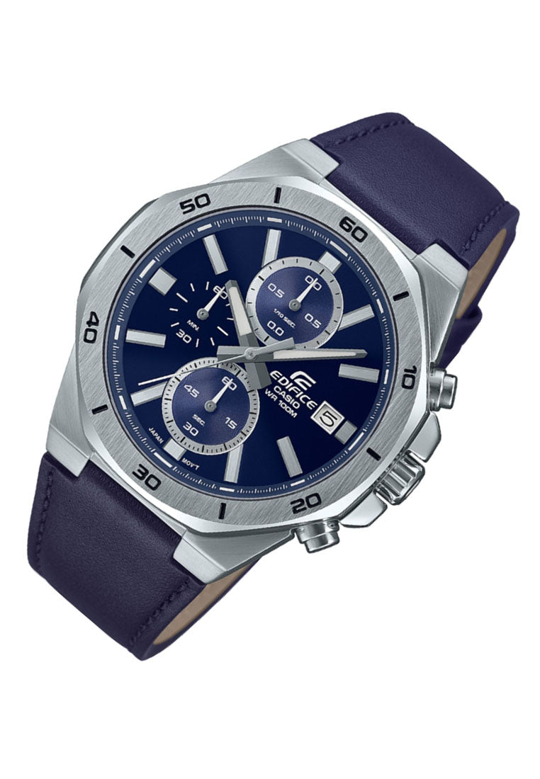 Casio Edifice EFV-640L-2A Chronograph Leather Strap Watch For Men-Watch Portal Philippines