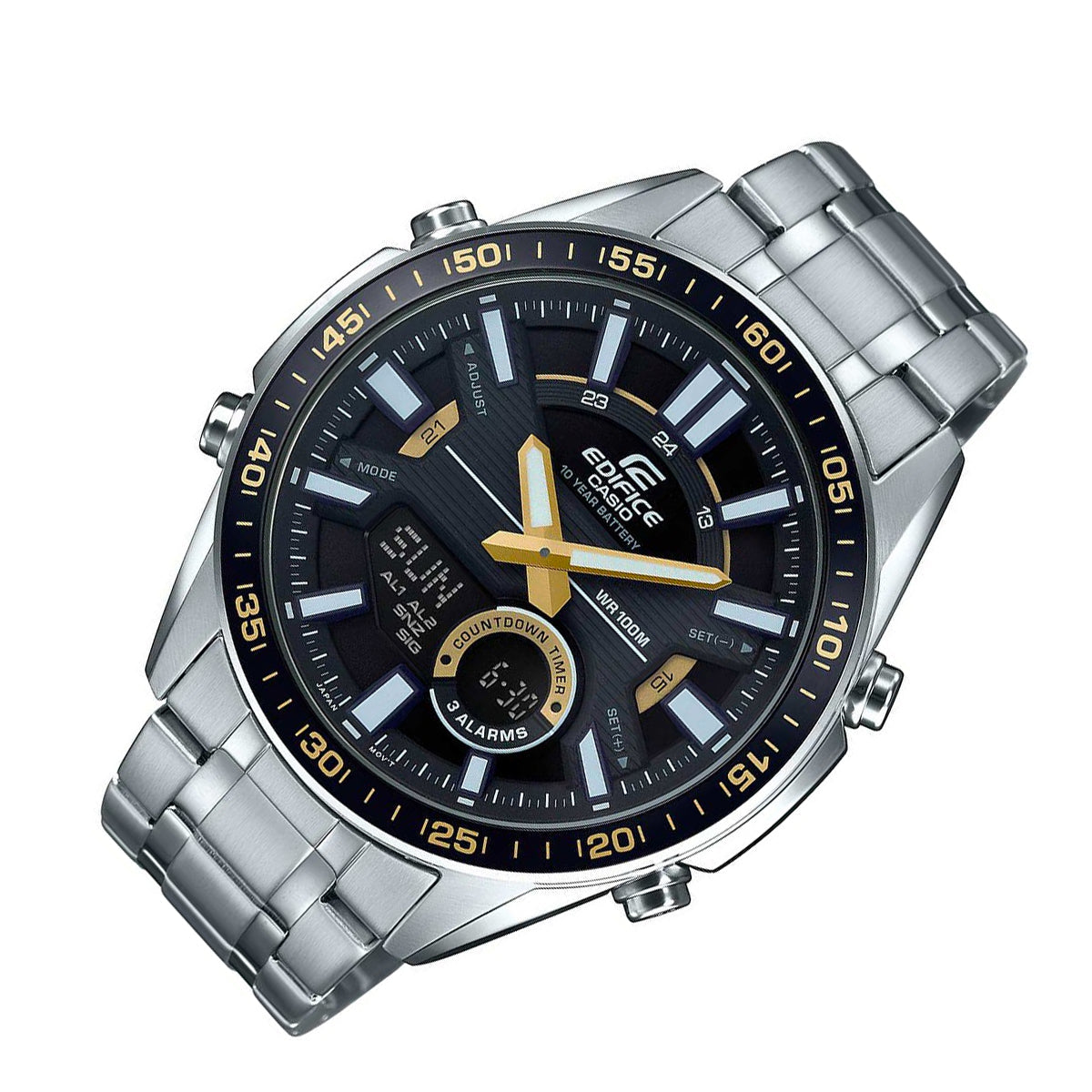 Casio Edifice EFV-C100D-1B Digital Analog Stainless Steel Strap Watch For Men-Watch Portal Philippines