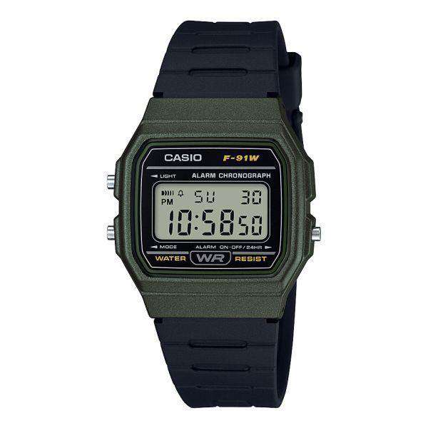 Military Casio Watches For Men Casio F-91WM-3ADF Army Green Resin