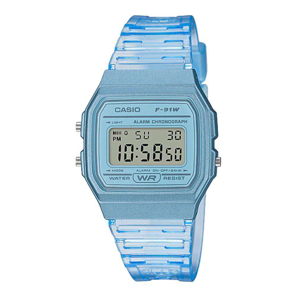 Casio F-91WS-2DF Blue Resin Transparent Strap Watch for Women-Watch Portal Philippines