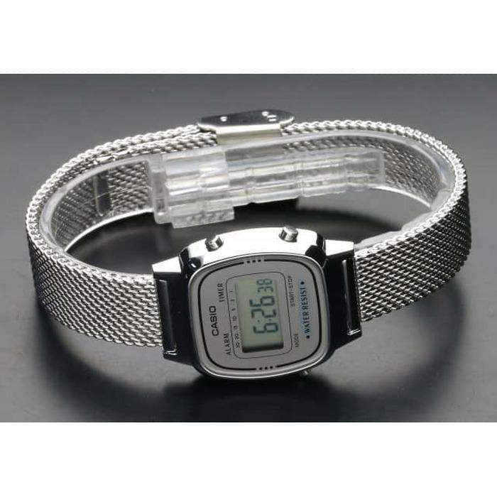 Casio LA670WEM-7DF Silver Mesh Watch for Women-Watch Portal Philippines