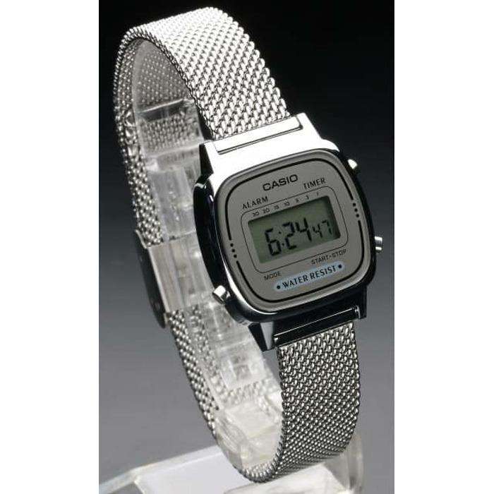 Casio LA670WEM-7DF Silver Mesh Watch for Women-Watch Portal Philippines