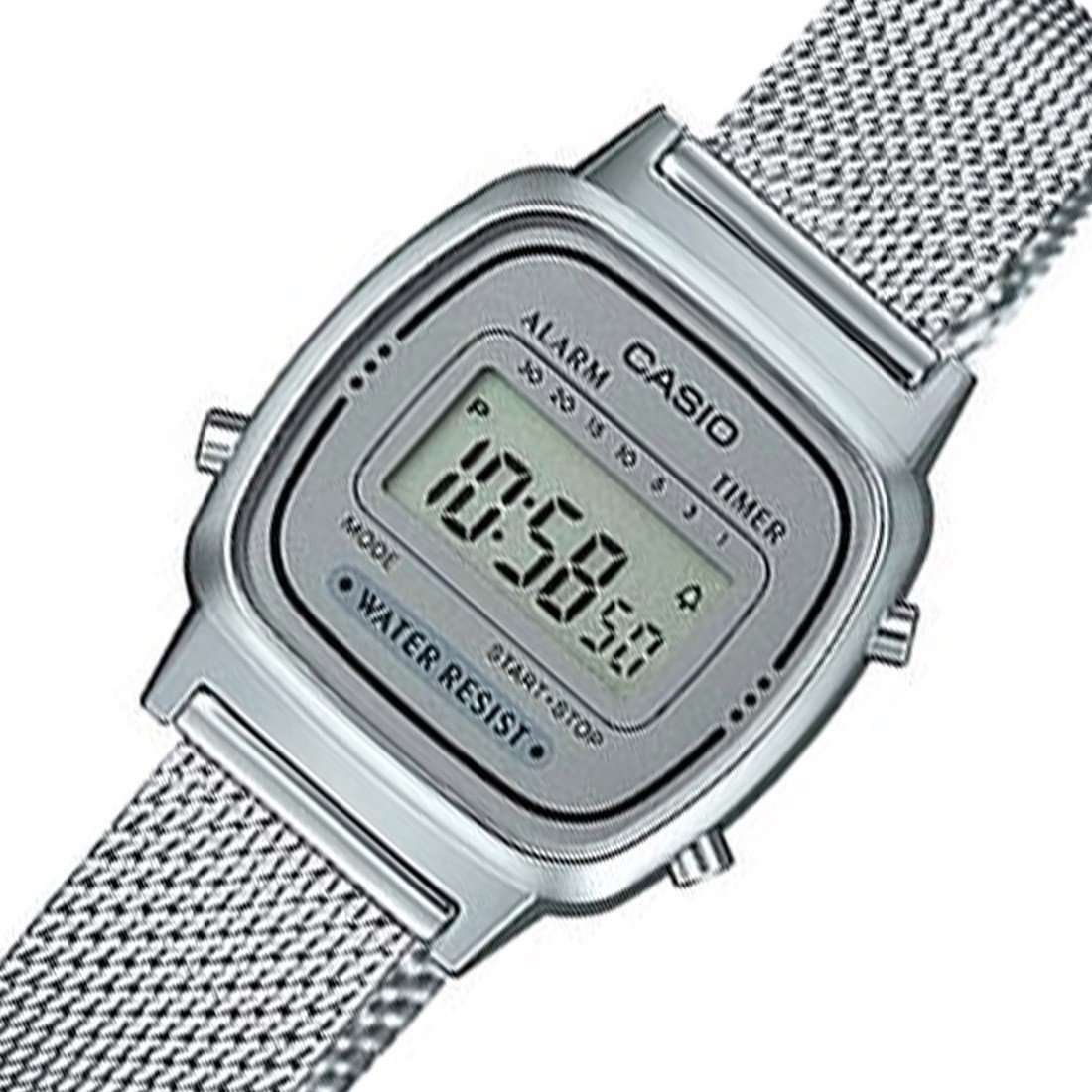 Casio LA670WEM-7DF Silver Mesh Watch for Women-Watch Portal Philippines