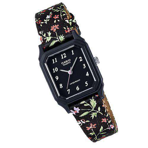 Casio LQ-142LB-1BDF Black Floral Strap Watch for Women-Watch Portal Philippines