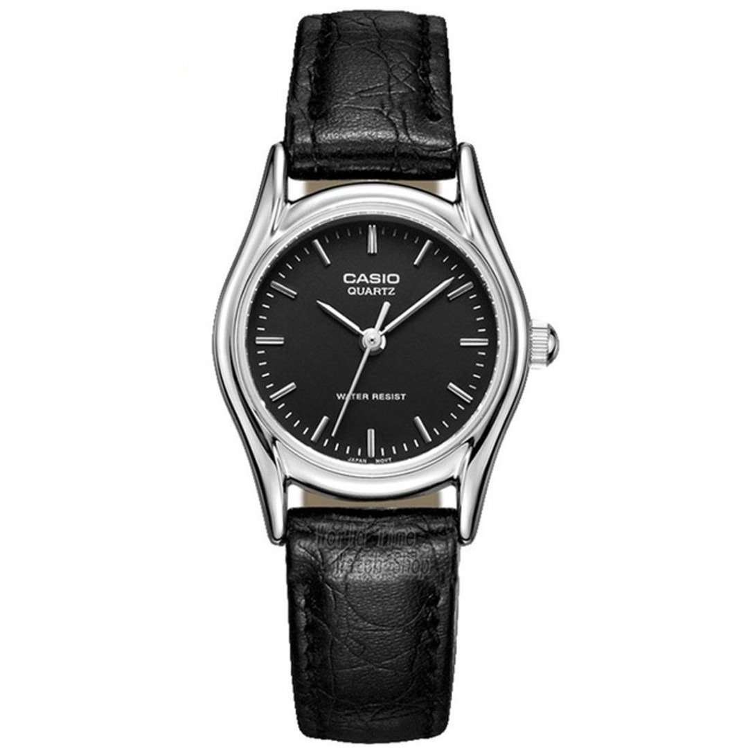 Casio LTP-1094E-1ARDF Black Leather Strap Watch for Women-Watch Portal Philippines