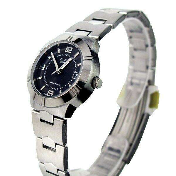 Casio LTP-1241D-1ADF Silver/Black Stainless Steel Strap Watch for Women-Watch Portal Philippines