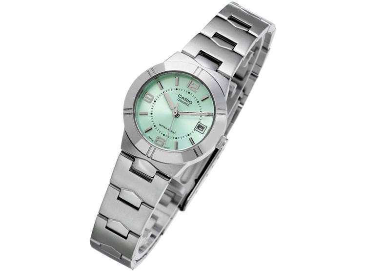 Casio LTP-1241D-3ADF Silver/Green Stainless Steel Strap Watch for Women-Watch Portal Philippines