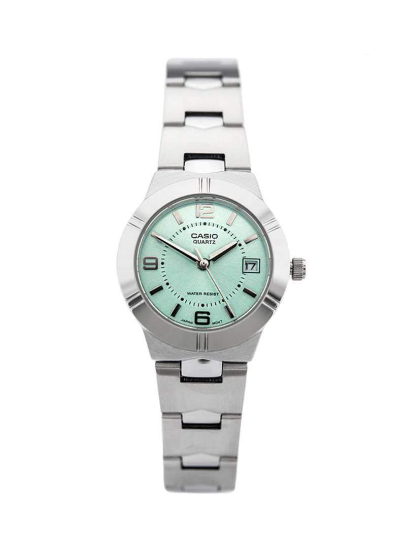 Casio LTP-1241D-3ADF Silver/Green Stainless Steel Strap Watch for Women-Watch Portal Philippines