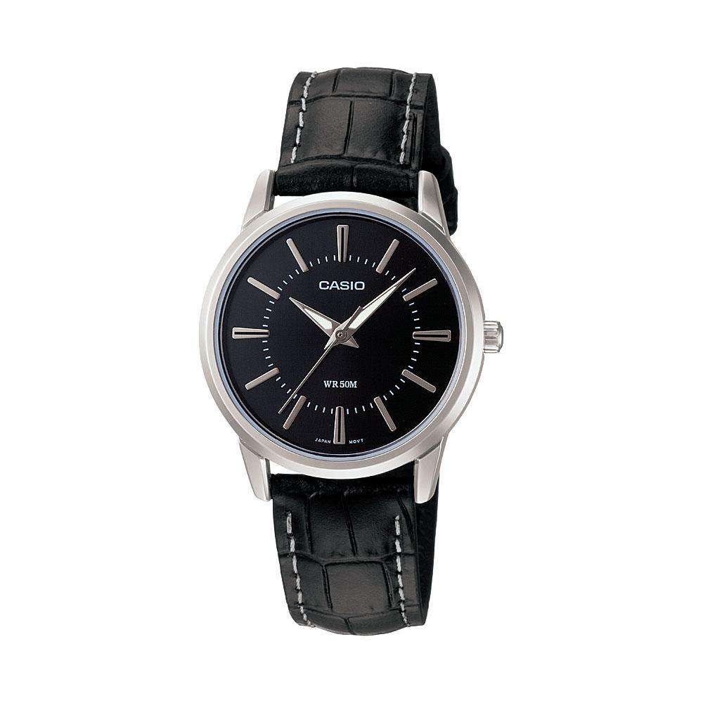 Casio LTP-1303L-1AVDF Black Leather Strap Watch for Women-Watch Portal Philippines