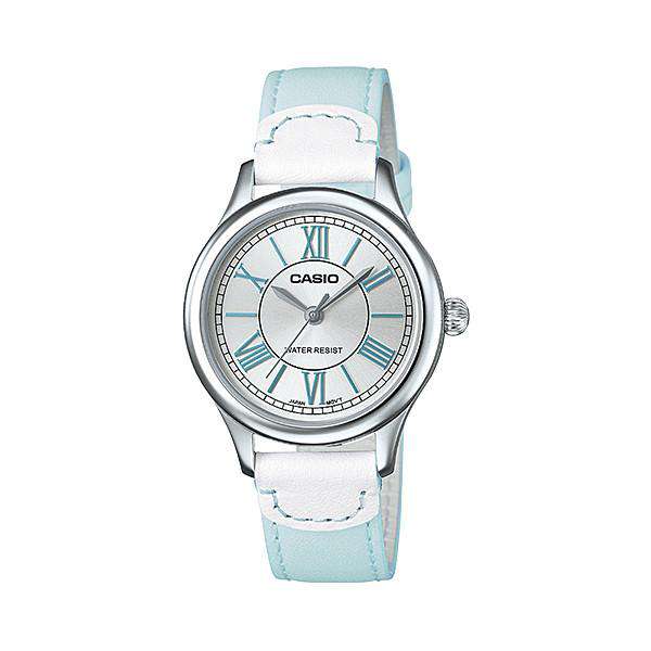 Casio LTP-E113L-2ADF Light Blue Leather Strap Watch for Women-Watch Portal Philippines