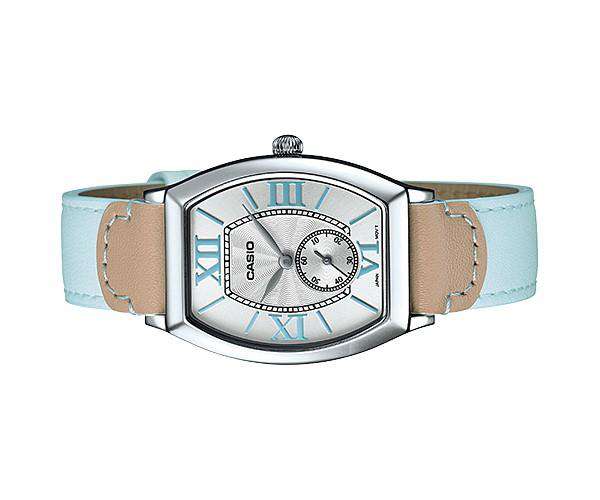 Casio LTP-E114L-2ADF Light Blue Leather Strap Watch for Women-Watch Portal Philippines