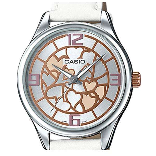 Casio LTP-E128L-7A White Leather Strap Watch for Women-Watch Portal Philippines