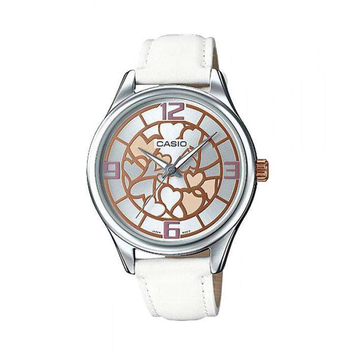 Casio LTP-E128L-7A White Leather Strap Watch for Women-Watch Portal Philippines