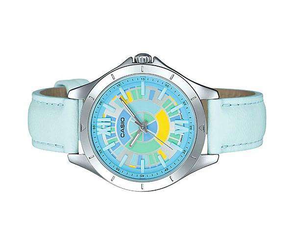 Casio LTP-E129L-2A Light Blue Leather Strap Watch for Women-Watch Portal Philippines