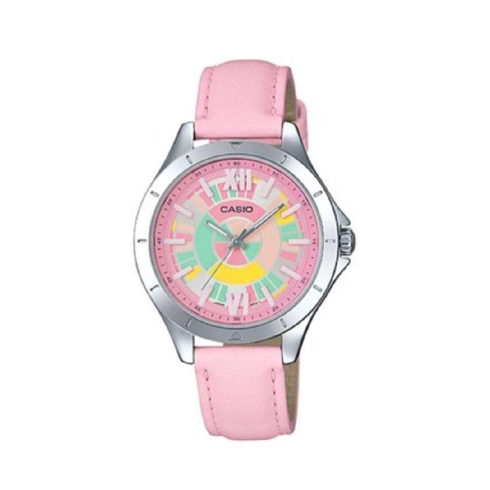 Casio LTP-E129L-4A Pink Leather Strap Watch for Women-Watch Portal Philippines