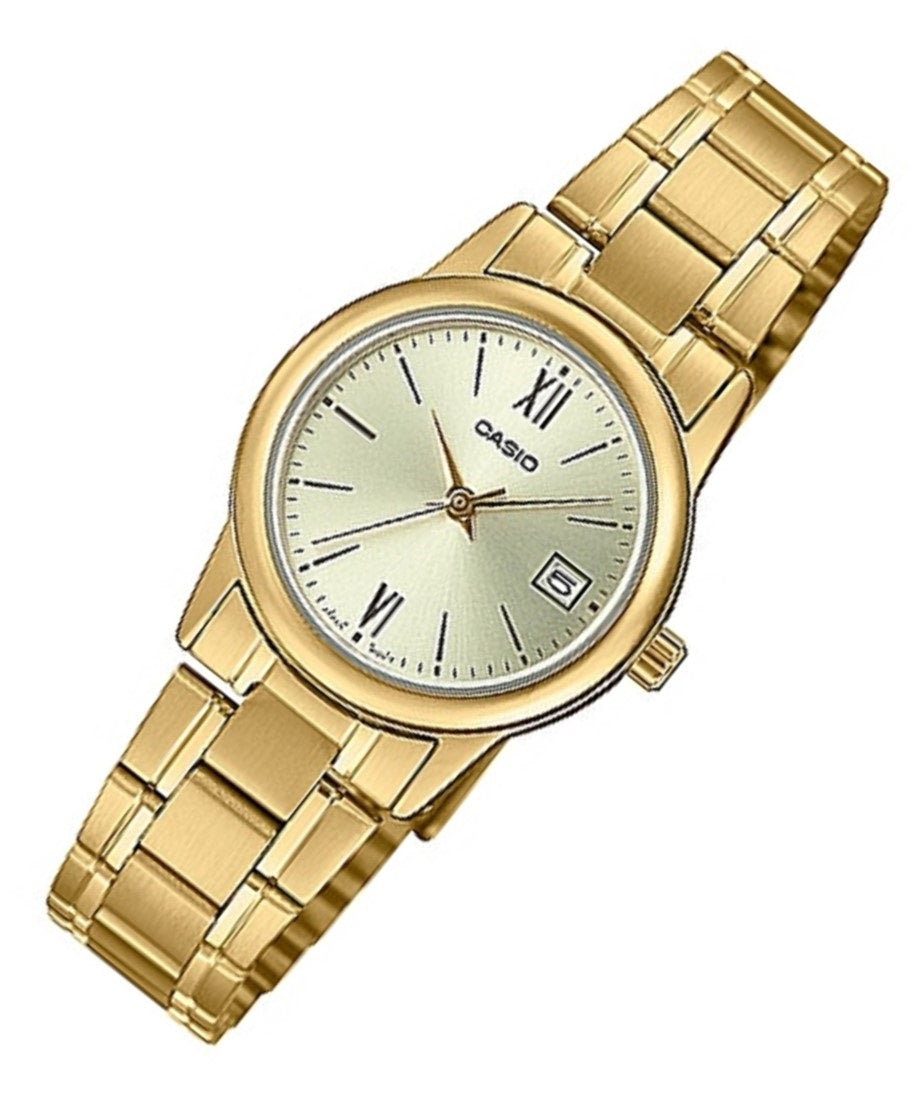 Casio LTP-V002G-9B3 Gold stainless strap for Women-Watch Portal Philippines
