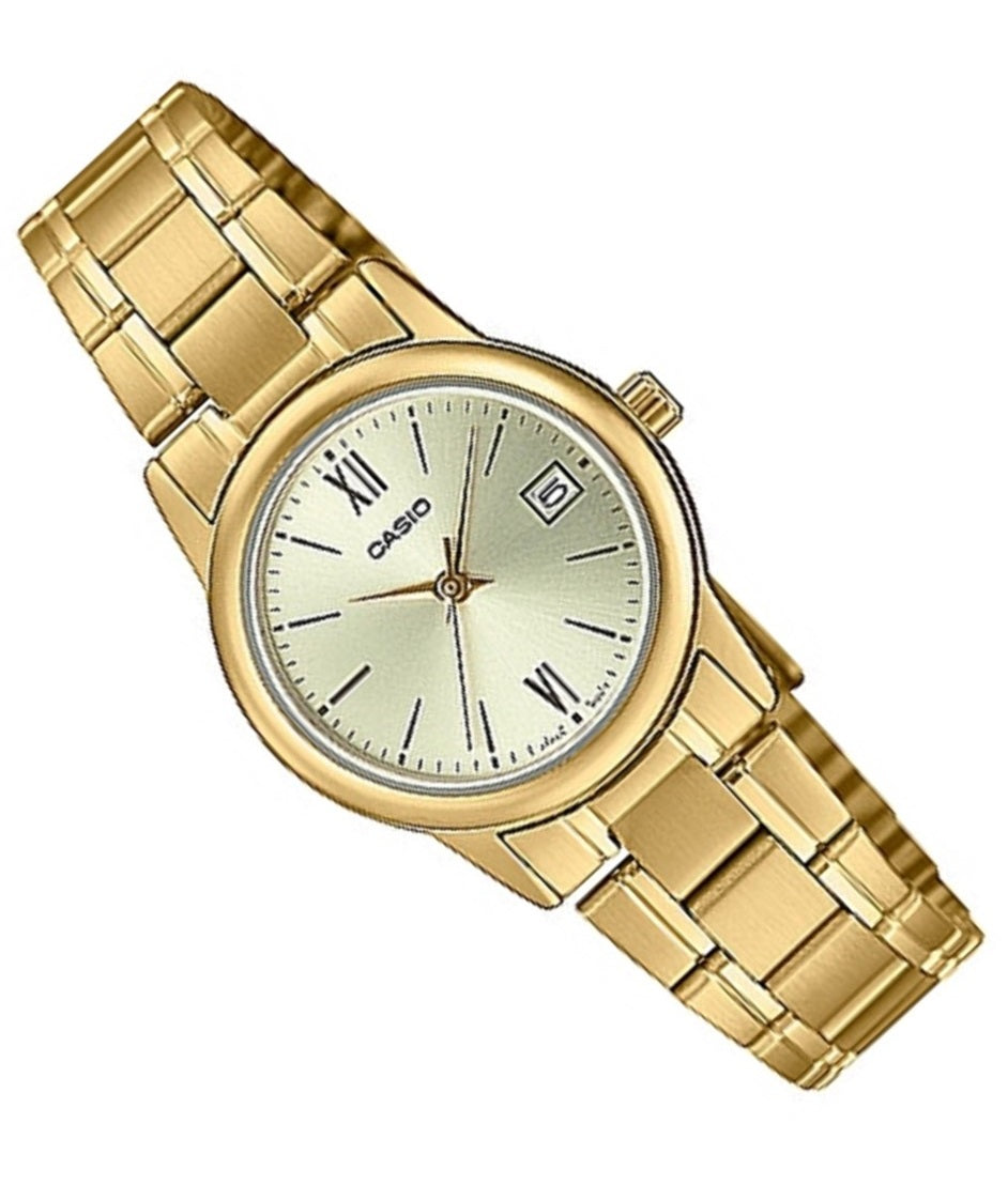 Casio LTP-V002G-9B3 Gold stainless strap for Women-Watch Portal Philippines