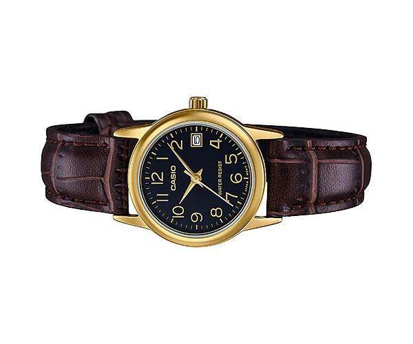 Casio LTP-V002GL-1B Brown Leather Strap Watch for Women-Watch Portal Philippines