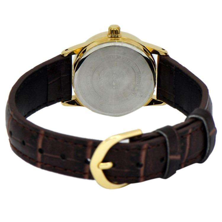 Casio LTP-V002GL-1B Brown Leather Strap Watch for Women-Watch Portal Philippines