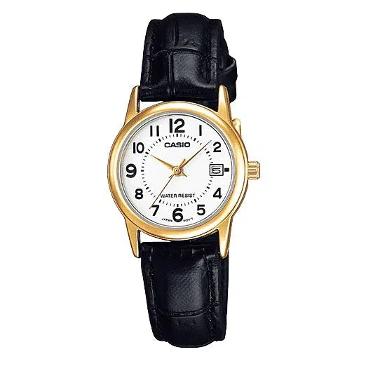 Casio LTP-V002GL-7B Black Leather Strap Watch for Women-Watch Portal Philippines