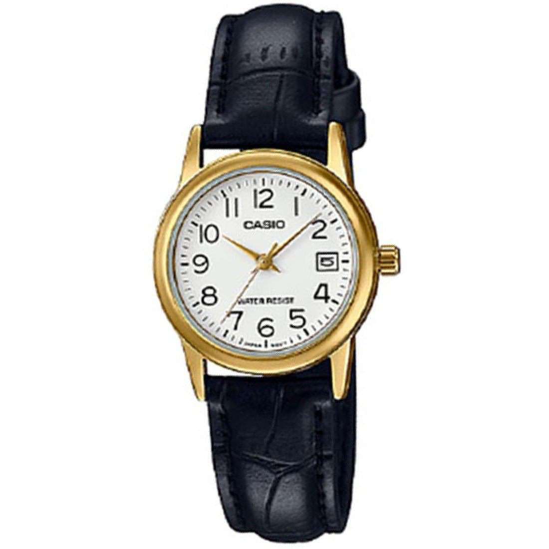 Casio LTP-V002GL-7B2 Black Leather Strap Watch for Women-Watch Portal Philippines