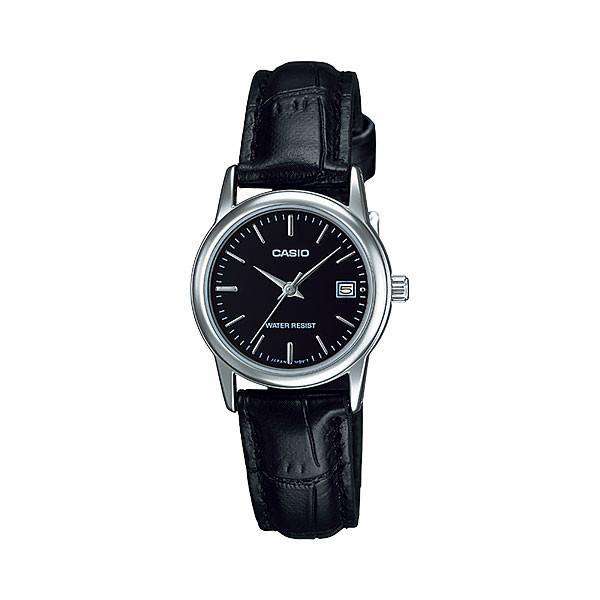 Casio LTP-V002L-1A Black Leather Strap Watch for Women-Watch Portal Philippines