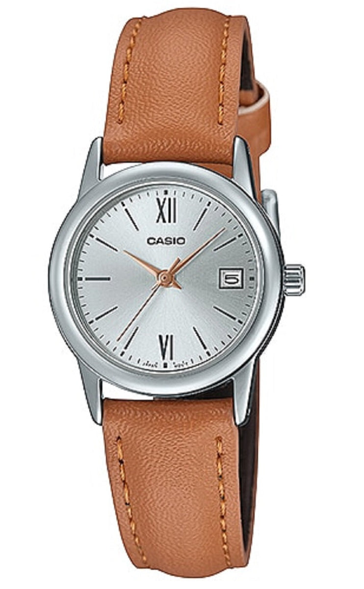 Casio LTP-V002L-1B3 Brown leather strap watch for Women
