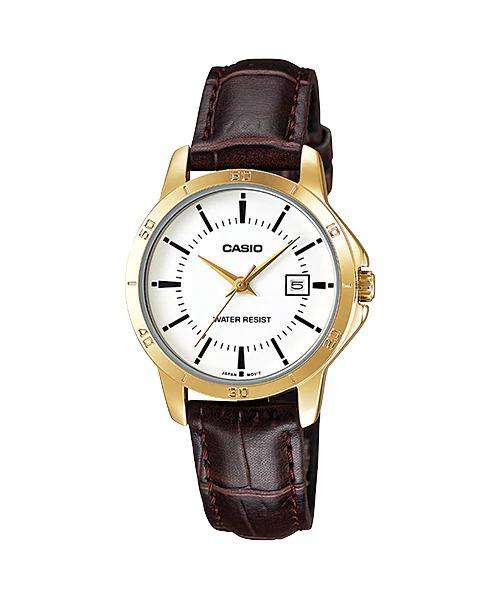 Casio LTP-V004GL-7A Brown Leather Strap Watch for Women-Watch Portal Philippines