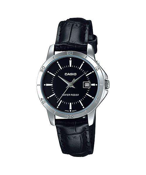 Casio LTP-V004L-1A Black Leather Strap Watch for Women-Watch Portal Philippines