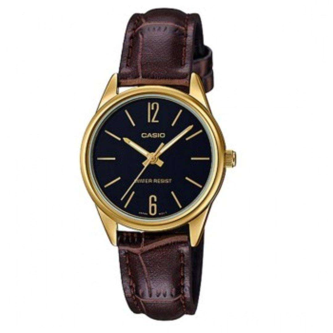Casio LTP-V005GL-1B Brown Leather Strap Watch for Women-Watch Portal Philippines