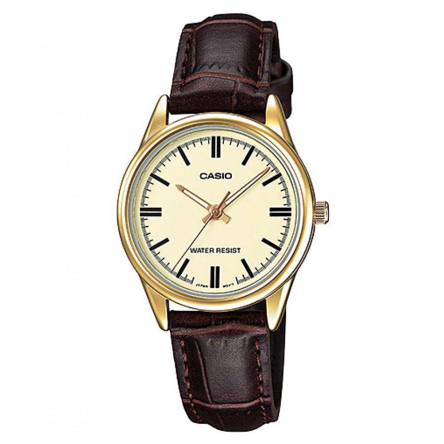 Casio LTP-V005GL-9A Brown Leather Strap Watch for Women-Watch Portal Philippines