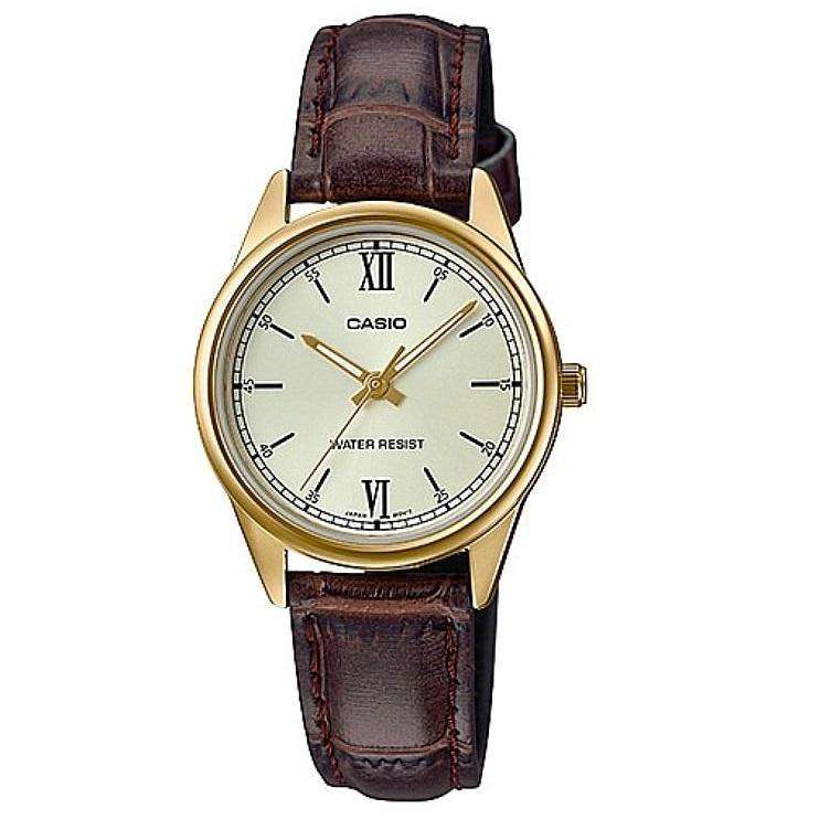 Casio LTP-V005GL-9BUDF Brown Leather Watch for Women-Watch Portal Philippines