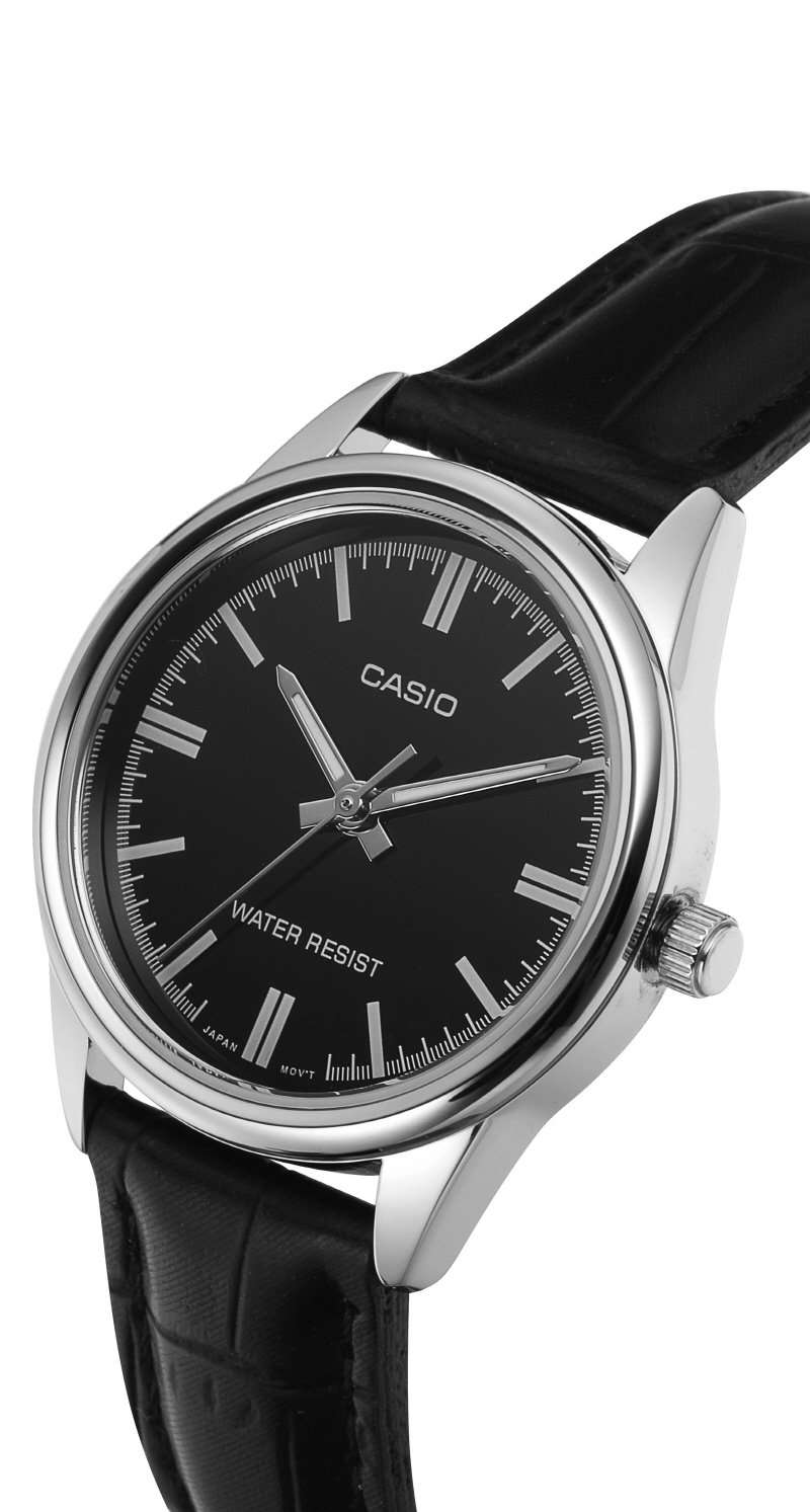 Casio LTP-V005L-1A Black Leather Strap Watch for Women-Watch Portal Philippines