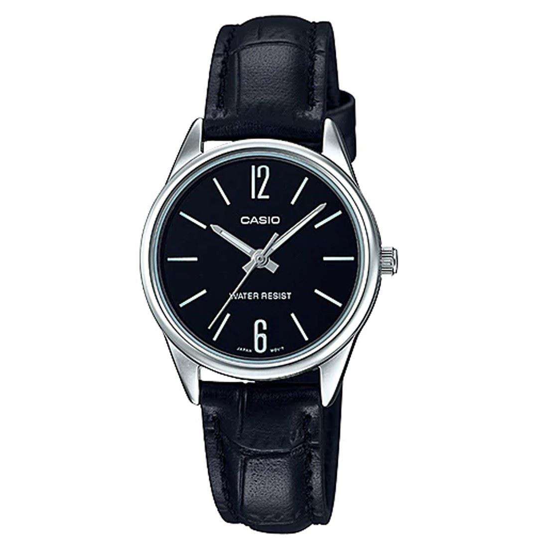 Casio LTP-V005L-1B Black Leather Strap Watch for Women-Watch Portal Philippines