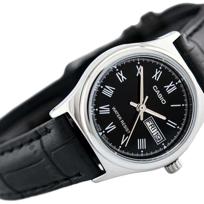 Casio LTP-V006L-1B Black Leather Strap Watch for Women-Watch Portal Philippines