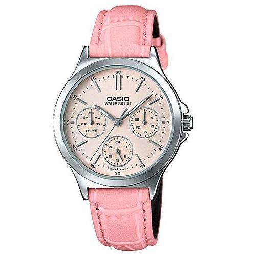 Casio LTP-V300L-4A Pink Leather Strap Watch for and Women-Watch Portal Philippines