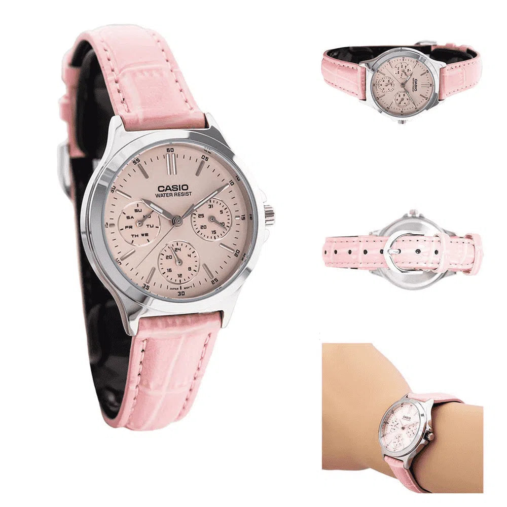 Casio LTP-V300L-4A2 Pink Leather Watch for Women-Watch Portal Philippines
