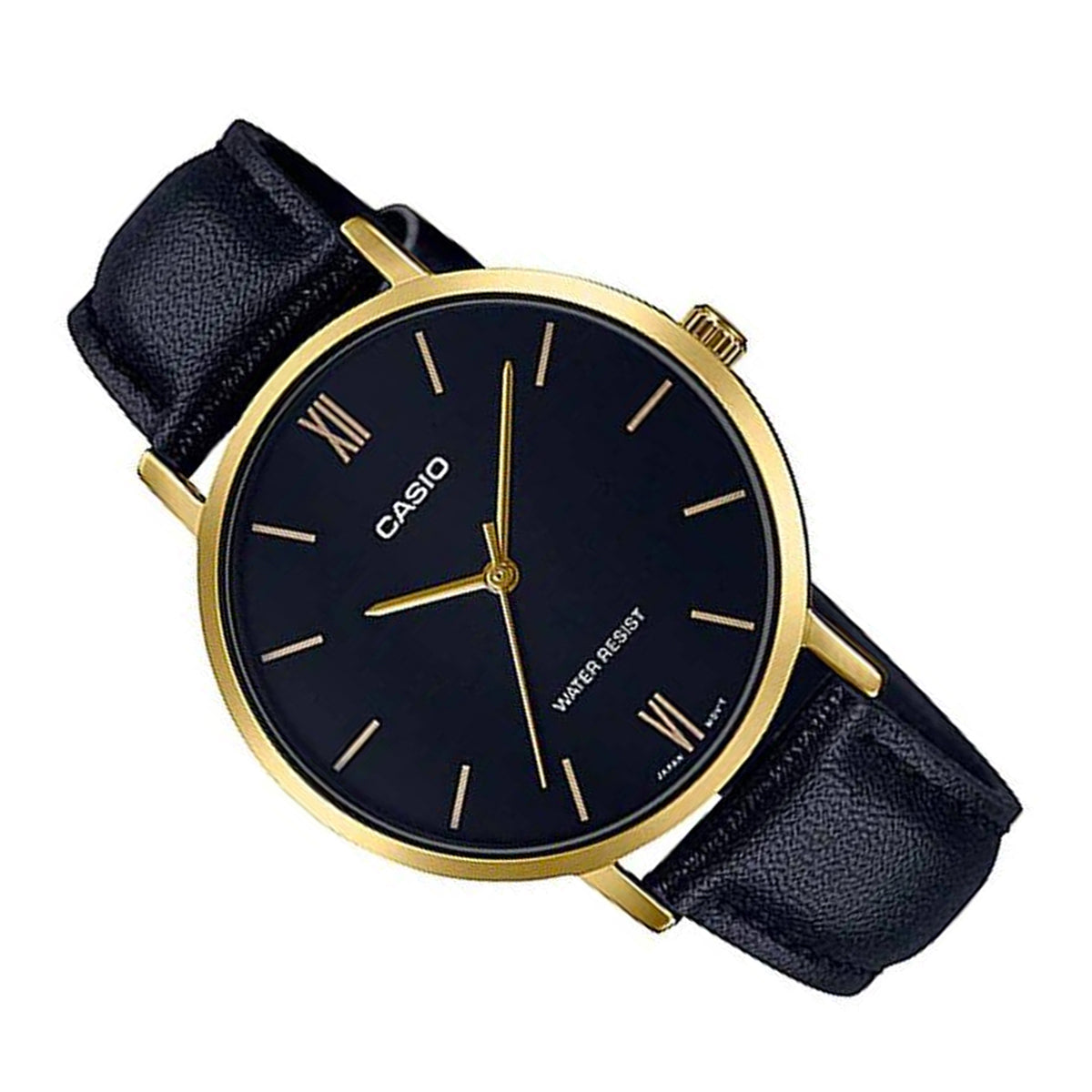 Casio LTP-VT01GL-1B Black leather Strap Watch for Women-Watch Portal Philippines