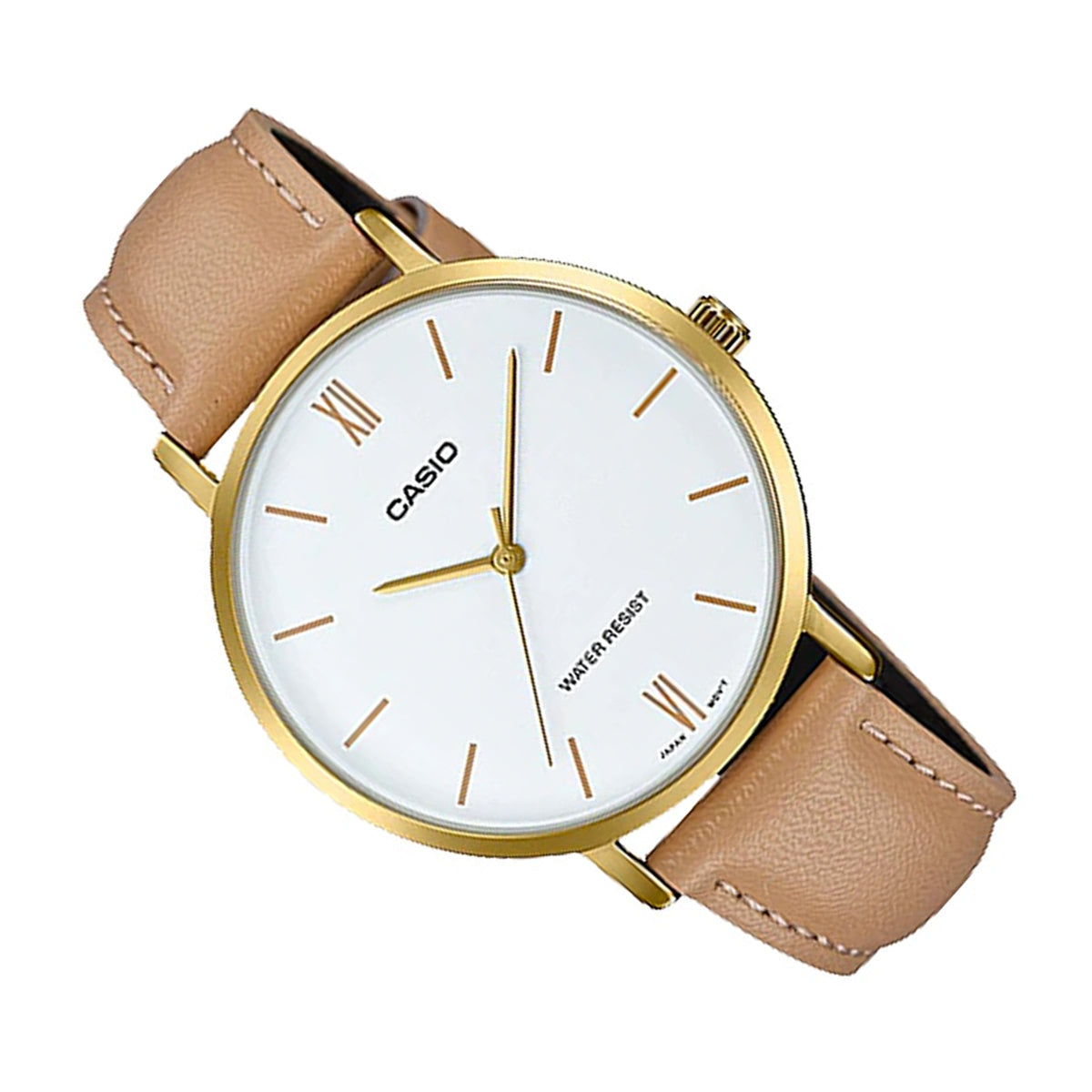 Casio LTP-VT01GL-7B Light Brown Leather Strap Watch for Women-Watch Portal Philippines