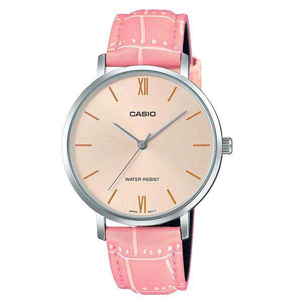 Casio LTP-VT01L-4B Pink Leather Strap Watch for Women-Watch Portal Philippines