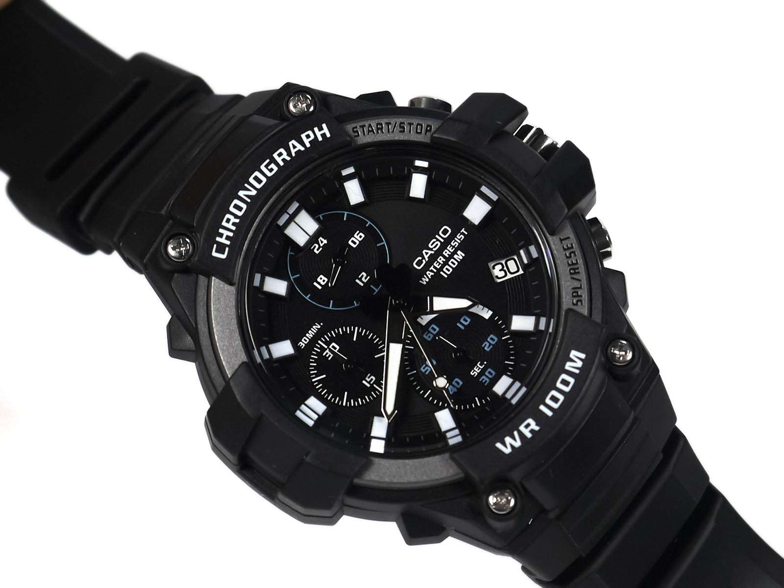 Casio MCW-110H-1AVDF Analog Chronograph Black Resin Strap Watch for Men-Watch Portal Philippines