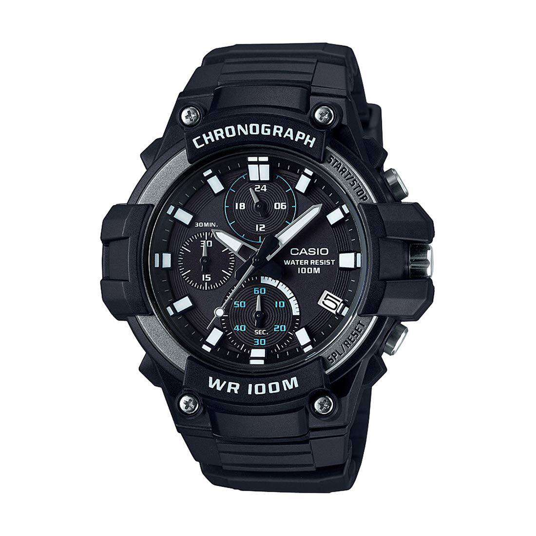 Casio MCW-110H-1AVDF Analog Chronograph Black Resin Strap Watch for Men-Watch Portal Philippines